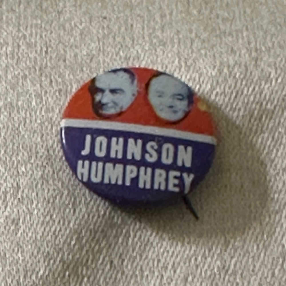1964 Johnson Humphrey Political Campaign President Election Button Pin.